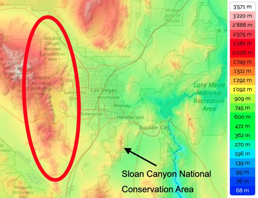 Abb. 2: Topografische Karte Nevada (Las Vegas)